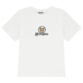 Iconic Moschino teddy bear and logo print brings playful luxury to this soft cotton jersey long sleeve tee. Designed for boys and girls.
