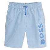 BOSS Kids Logo Print Swim Shorts Blue