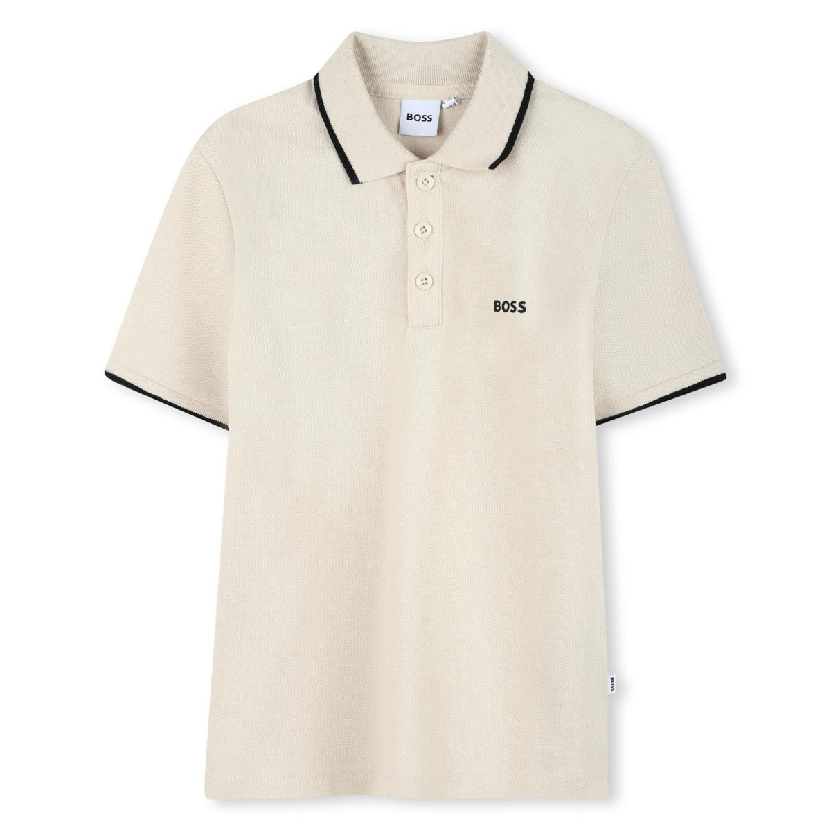 BOSS Kids Short-sleeved polo shirt in 100% cotton pique, buttoned fastening, "BOSS" print on the chest