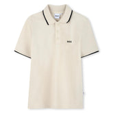 BOSS Kids Short-sleeved polo shirt in 100% cotton pique, buttoned fastening, "BOSS" print on the chest