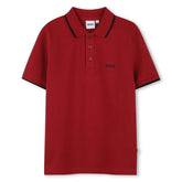 BOSS Kids Short-sleeved polo shirt in 100% cotton pique, buttoned fastening, "BOSS" print on the chest
