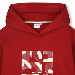 BOSS Kids Hooded sweatshirt in brushed cotton polyester fleece