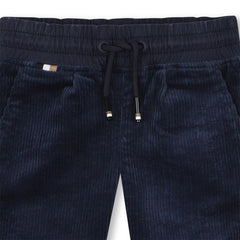 BOSS Baby Boys Navy Velvet Trousers