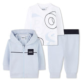 BOSS Baby Boys Blue Cardigan Trousers T-Shirt Set
