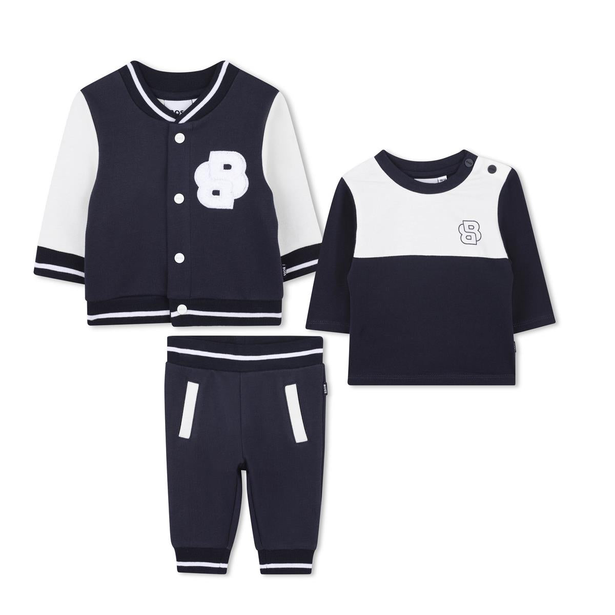 BOSS Baby Boys Cardigan Trousers T-Shirt Set