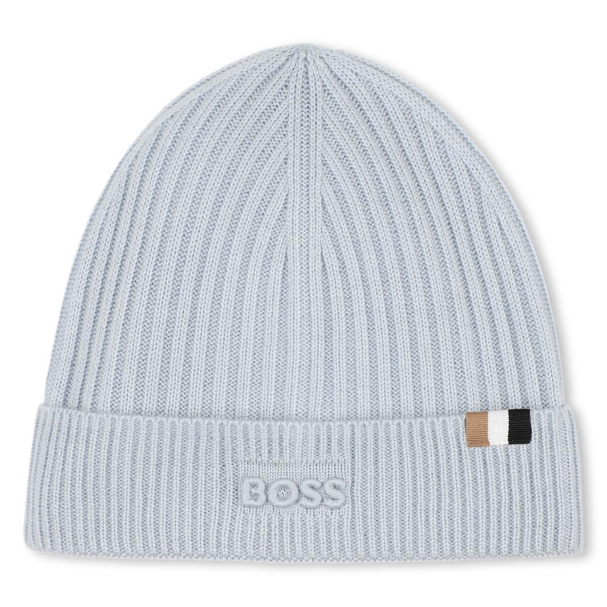 BOSS KIDS Knit beanie with branded embroidery