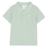 BOSS Baby Boys 100% cotton piqué polo shirt with button closure, woven label on the side, contrast "BOSS" print on the chest. Sprout Green