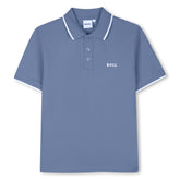 BOSS Kids Short-sleeved polo in cotton pique, small BOSS logo on chest. Raiser BOSS. Lavender Blue