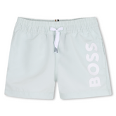 BOSS Baby Boys Permanent surfer with seasonal colors. Elasticated waistband and drawcord. Large horizontal BOSS logo. Sprout Green