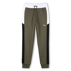Jogging pants in brushed fleece with color blocks. Elasticated waistband with drawcord. 2 side pockets. Printed BOSS logo under pocket. BOSS reef on back waistband. TAPERED FIT