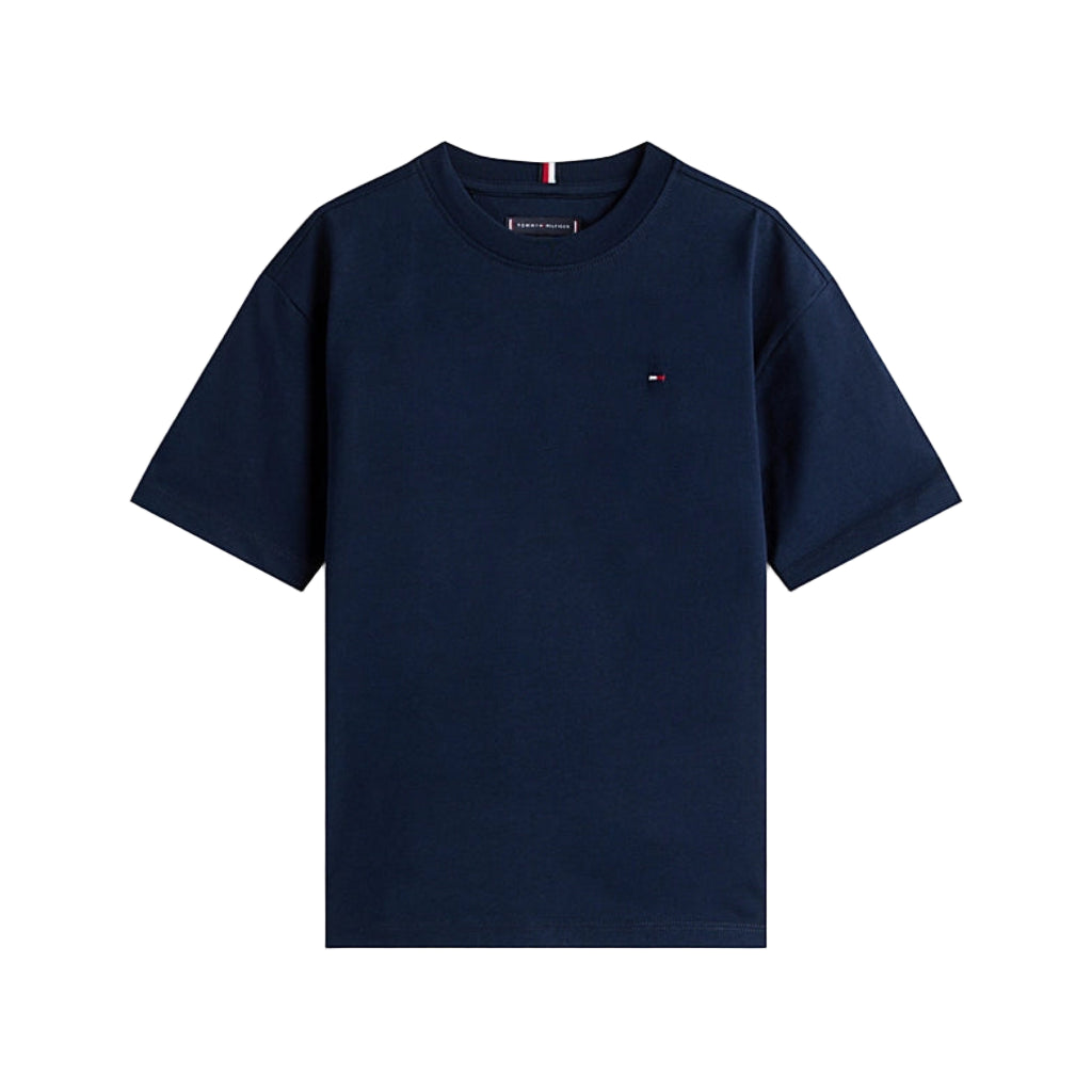 TOMMY HILFIGER Flag Embroidered T-Shirt Navy