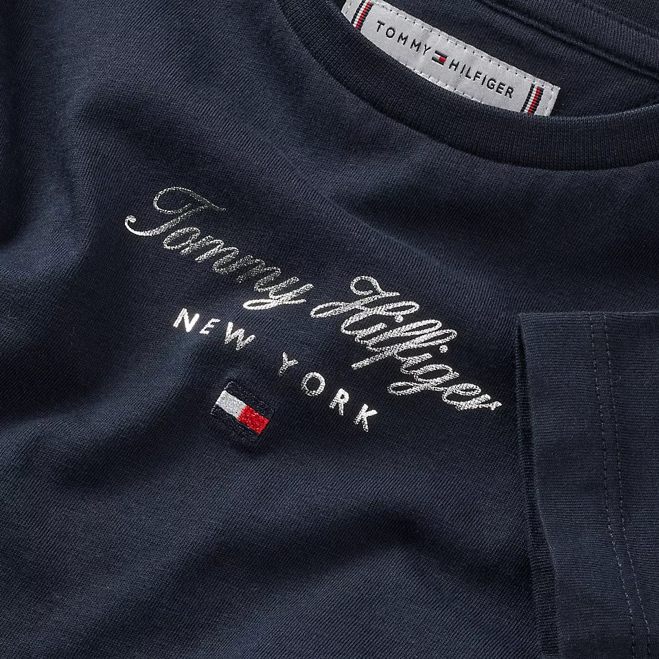 TOMMY HILFIGER Girls NYC Foil T-Shirt Navy TOMMY HILFIGER Girls NYC Foil T-Shirt Navy