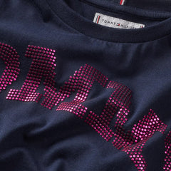 TOMMY JNR Girls Varsity T-Shirt Navy