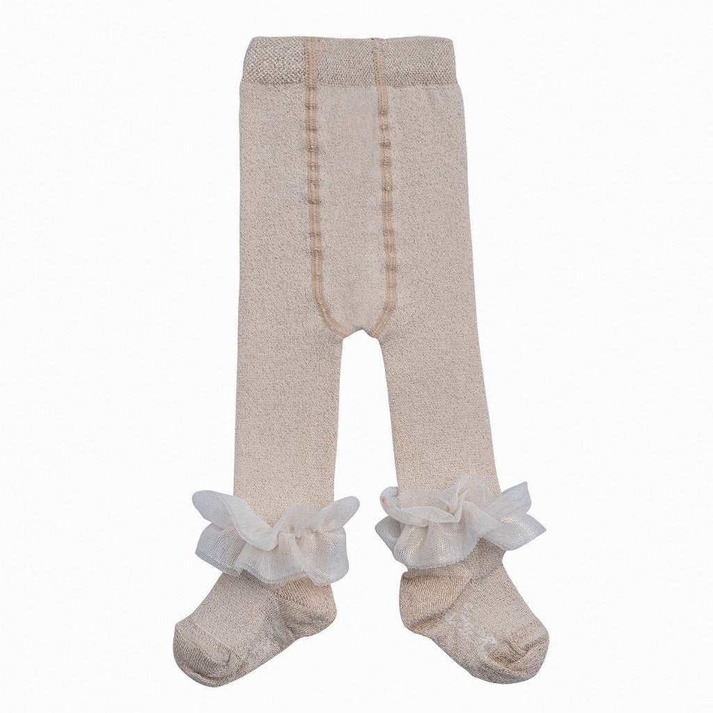 LITTLE A Tulle Lurex Tights Light Gold LITTLE A Tulle Lurex Tights Light Gold