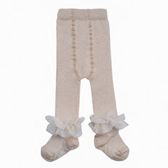 LITTLE A Tulle Lurex Tights Light Gold
