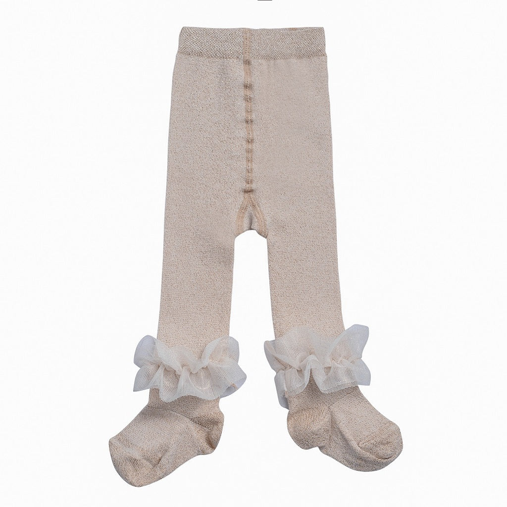 LITTLE A Tulle Lurex Tights Light Gold LITTLE A Tulle Lurex Tights Light Gold