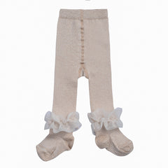 LITTLE A Tulle Lurex Tights Light Gold