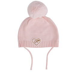 LITTLE A Bear Knitted Pom Hat Pink