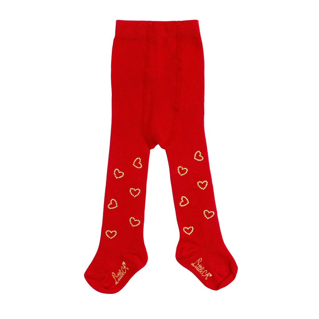LITTLE A Diamante heart tights Red LITTLE A Diamante heart tights Red