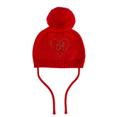 LITTLE A Heart Pom Hat Red