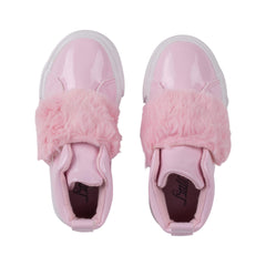 LITTLE A Faux Fur Strap High Top Pink