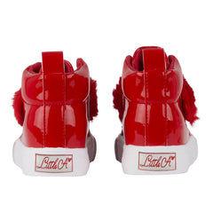 LITTLE A Faux Fur Strap High Top Red