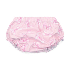 LITTLE A Bow Print Dress with Broderie Anglaise Collar