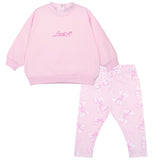 LITTLE A Perfectly Pink. The Polly legging set features a super comfy sweatshirt with classic branding, paired with all over bow print leggings. Pink Blossom