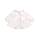 LITTLE A Cutie Frutti. The Penelope quilted jacket featurestwo beautiful applique bows, a pretty frilled collar and button up style.
