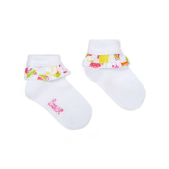 Little A Poppy Fruit Print Frill Ankle Socks