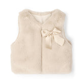 LITTLE A by ADee Little Locket Theme. The Dani gilet features ultra-soft faux fur, a cosy sleeveless design, and a sweet bow detail at the front. Stone Beige