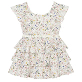 LELLI KELLY Aria Printed Ruffle Dress—a delightful blend of floral prints and elegant ruffles that captures attention and turns heads wherever she goes. Logo on waistband.