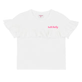A stylish white ruffle t-shirt from LELLI KELLY with signature branding. Perfect for adding a feminine touch to any outfit.
