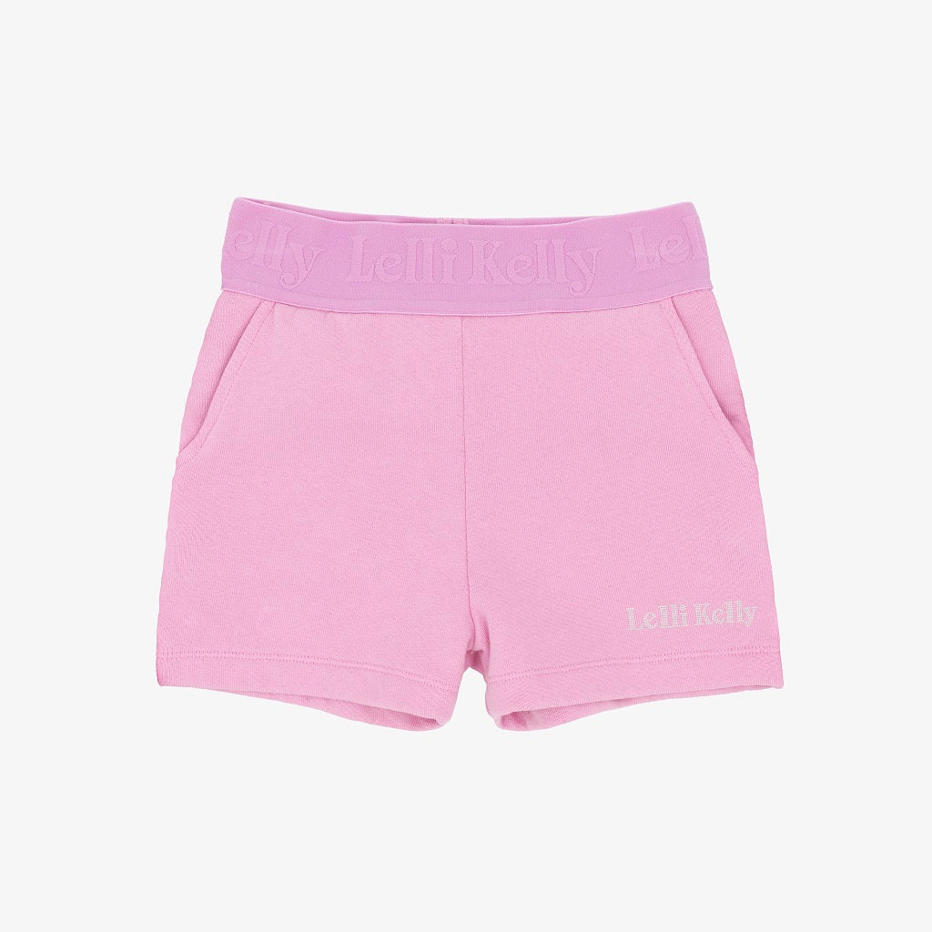 LELLI KELLY Athena Pink Short sweatshorts feature charming ruffle detailing and signature branding.