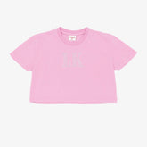 LELLI KELLY Alex pink top featuring a dazzling eye-catching diamante logo t-shirt that adds instant sparkle. Crafted for comfort and style. 