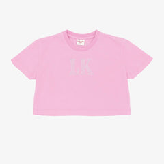 LELLI KELLY Alex pink top featuring a dazzling eye-catching diamante logo t-shirt that adds instant sparkle. Crafted for comfort and style. 