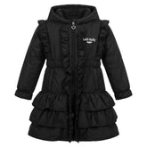 LELLI KELLY BTS Bella Hooded Frill Coat with heart charm zip. Black