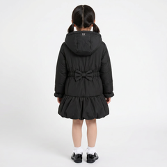 LELLI KELLY Betsy. A charming black hooded coat featuring a decorative bow detail on back, heart charm zip and signature LELLI KELLY branding