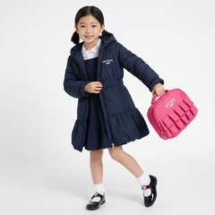 LELLI KELLY Betsy. A charming navy hooded coat featuring a decorative bow detail on back, heart charm zip and signature LELLI KELLY branding