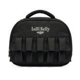 Black ruffled lunch bag with 'Lelli Kelly' branding.