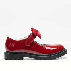 LELLI KELLY Miss LK Mia red patent leather shoes with a removeable bow and chunky sole, leather lining and insole.