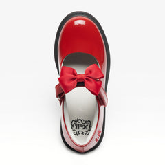 LELLI KELLY Miss LK Mia red patent leather shoes with a removeable bow and chunky sole, leather lining and insole.