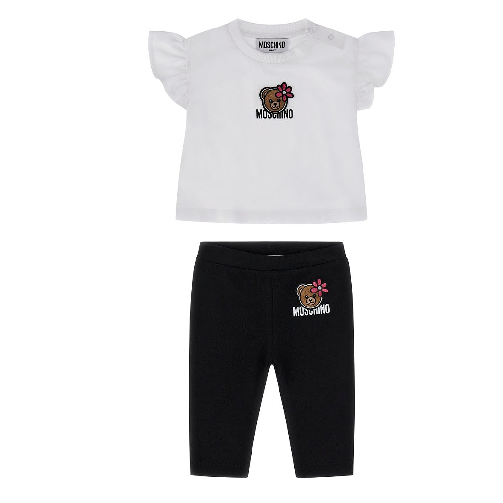 MOSCHINO Baby Girls T-shirt paired with leggings to match.