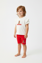 Baby MOSCHINO T-Shirt Short Leggings Set Heart Teddy Bear Logo