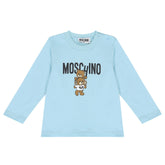 Moschino Bear Logo Long Sleeved Top Sky Blue