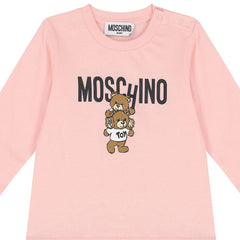 Baby Moschino Bear Logo T-Shirt Sugar Rose