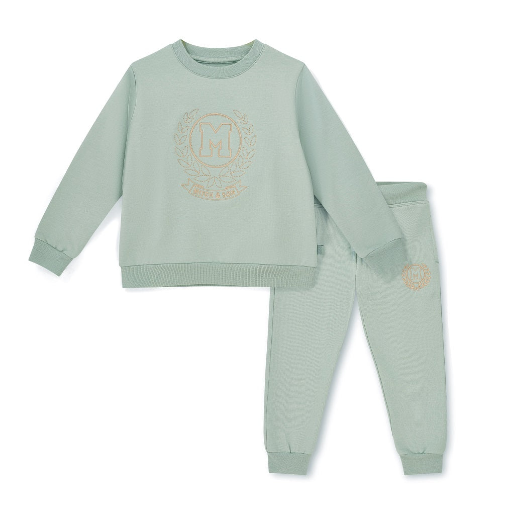 MITCH & SON Boys Crest Embroidery Crewneck Tracksuit Jade