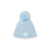 MITCH & SON Classic Collection. The Sterling hat features a ribbed knit design and soft detachable pom pom detail. Finished with logo branding for a cosy, everyday accessory. Sky Blue.