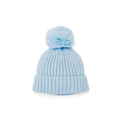 MITCH & SON Classic Collection. The Sterling hat features a ribbed knit design and soft detachable pom pom detail. Finished with logo branding for a cosy, everyday accessory. Sky Blue.