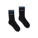 MITCH & SON The Will socks offer a comfortable stretch fit with contrast stripe accents. Finished with signature logo detailing for everyday wear. Black